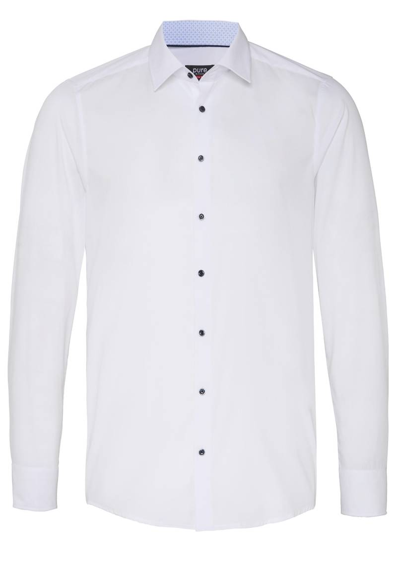 pure - PURE- City Hemd slim fit Langarm weiss - Gr. - M von pure