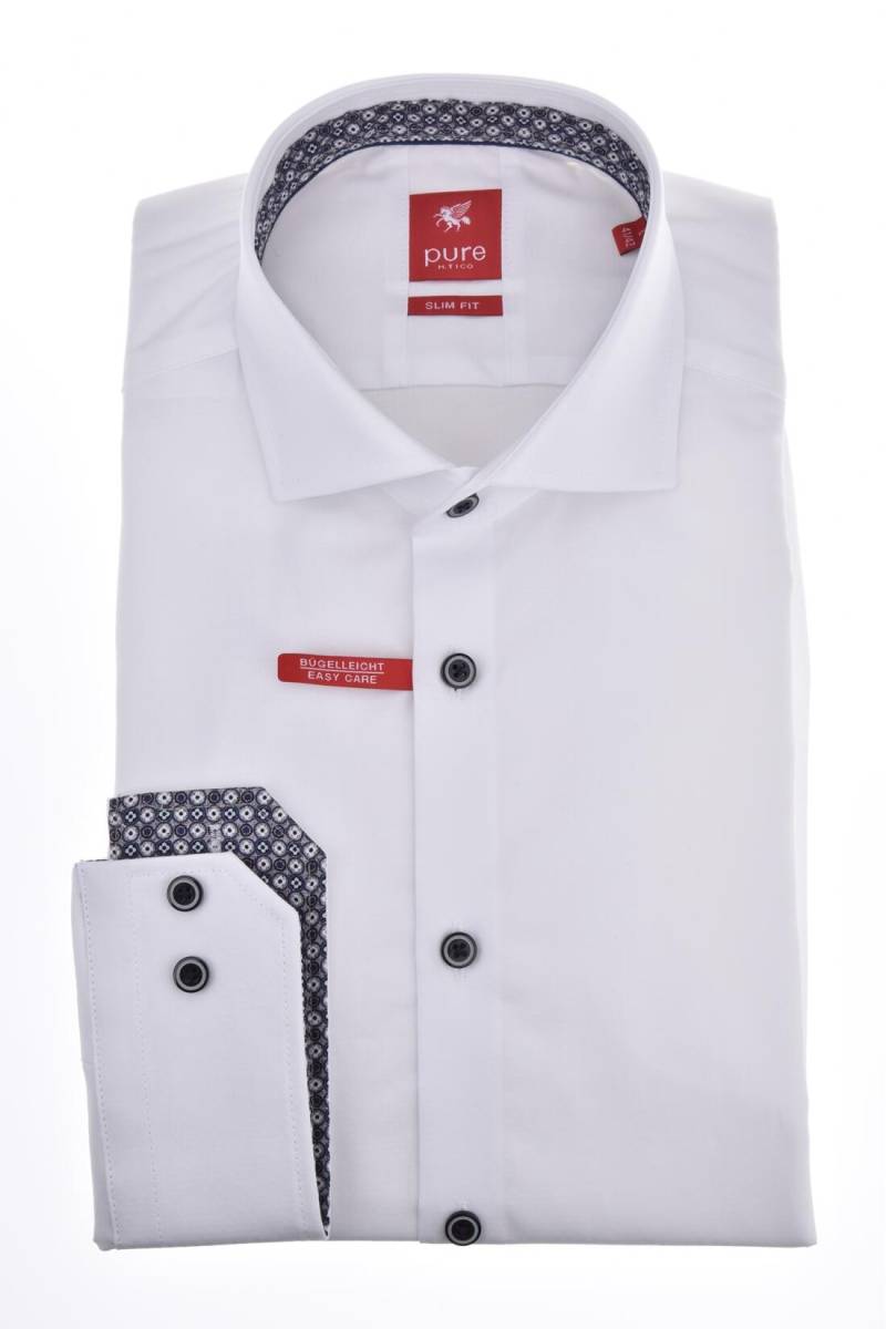 pure - PURE- City Hemd slim fit Langarm weiss - Gr. - XL von pure