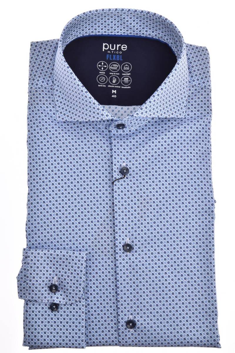 pure - PURE- FLXBL Hemd Langarm blau - Gr. - 40 von pure