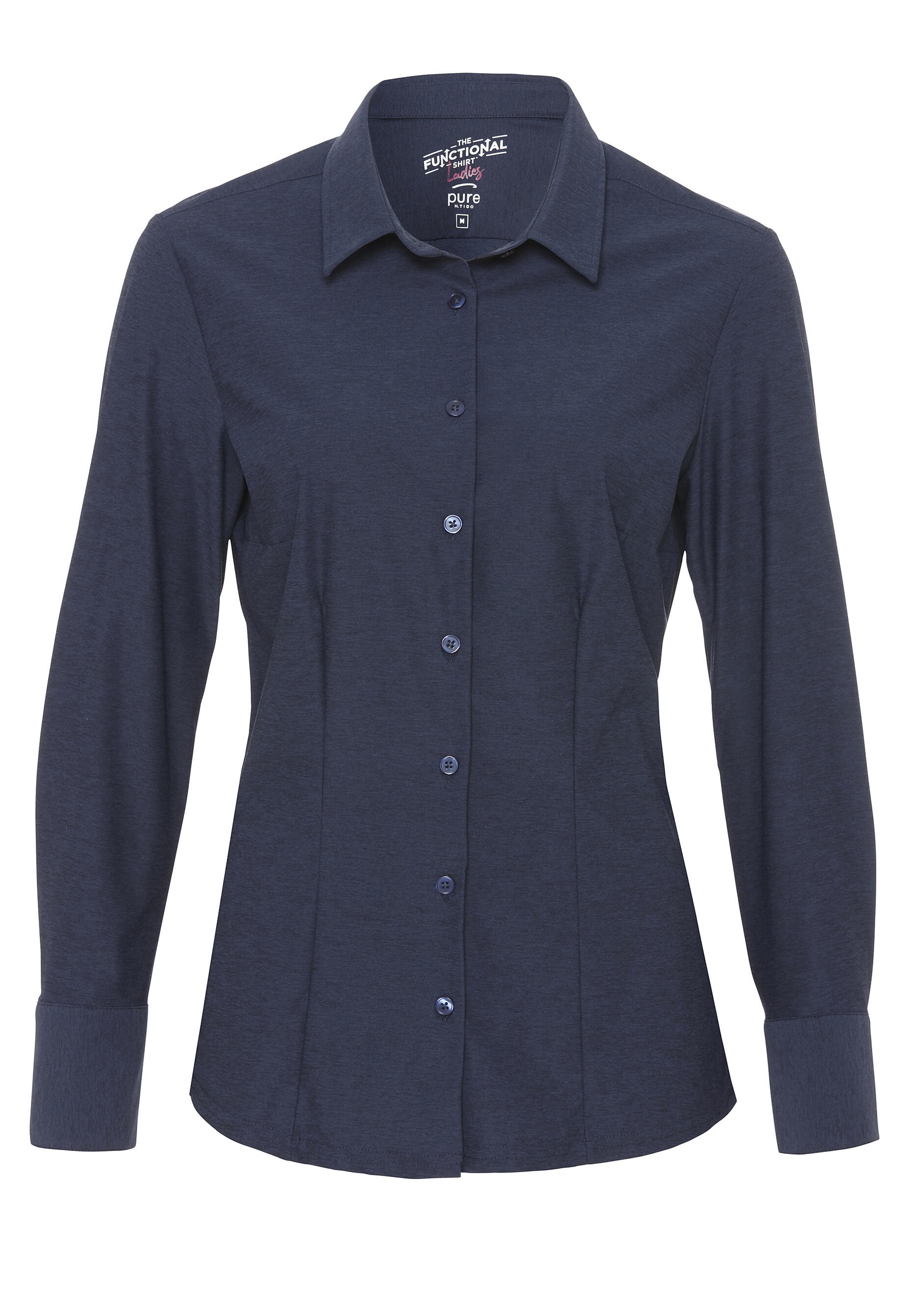 pure - PURE- Functional Bluse slim fit Langarm blau - Gr. - M von pure