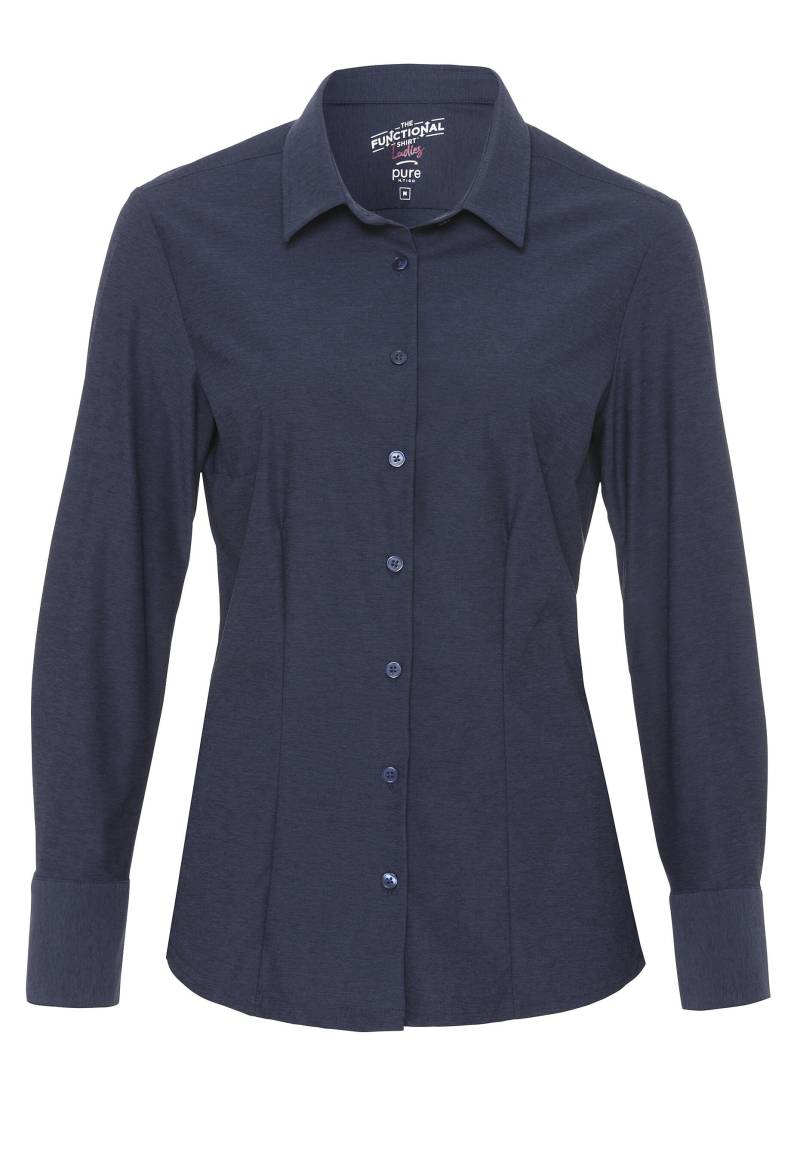 pure - PURE- Functional Bluse slim fit Langarm blau - Gr. - M von pure