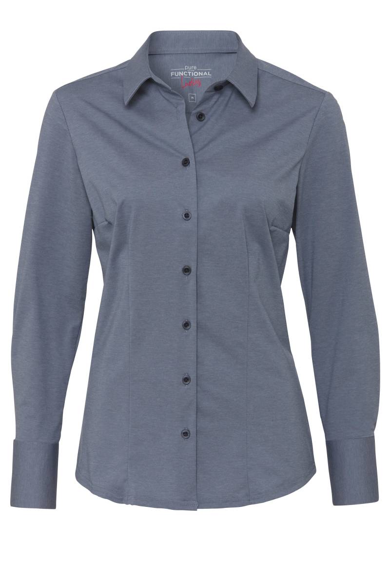 pure - PURE- Functional Bluse slim fit Langarm blau - Gr. - XXL von pure