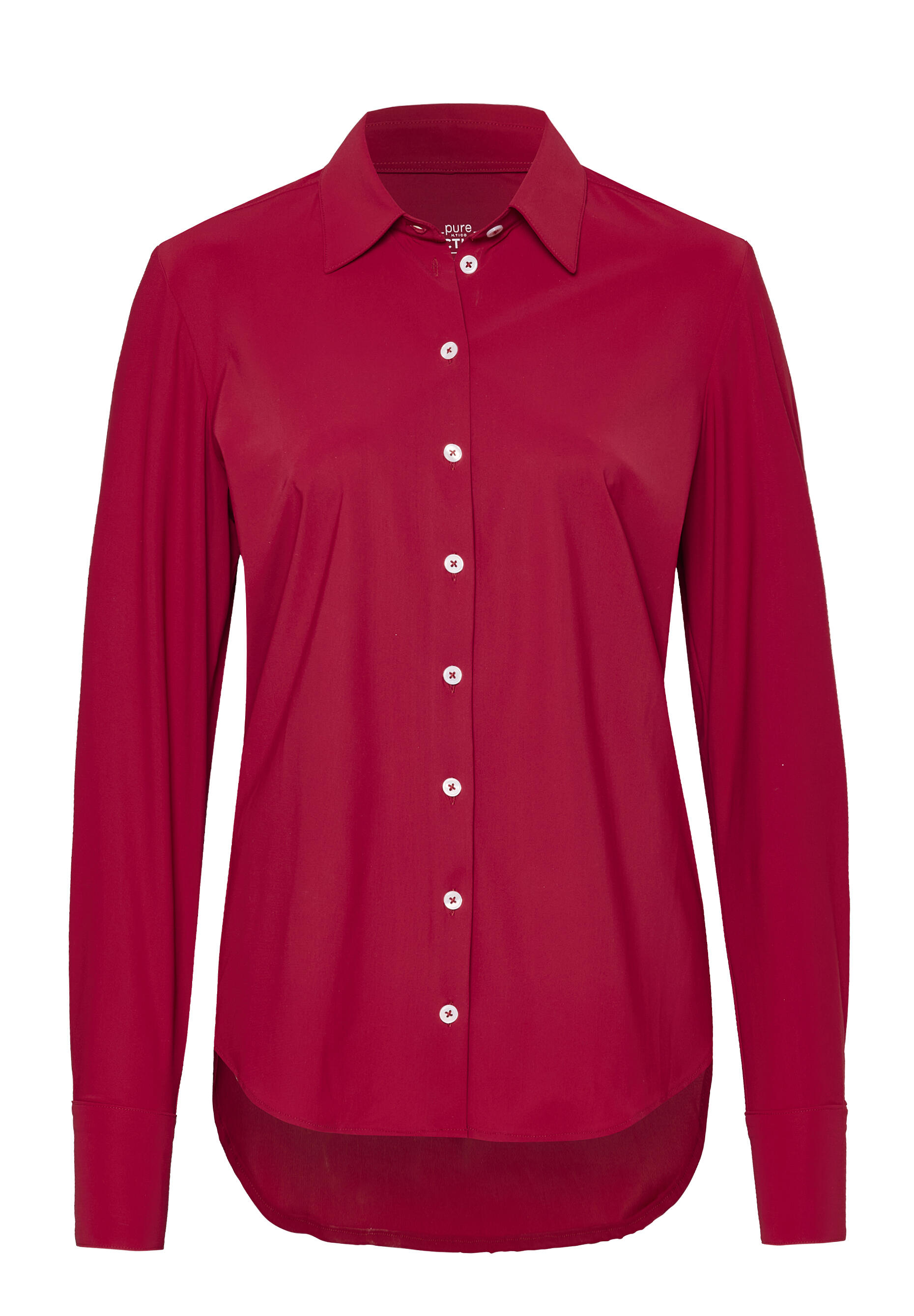 pure - PURE- Functional Bluse slim fit Langarm rot - Gr. - XXL von pure