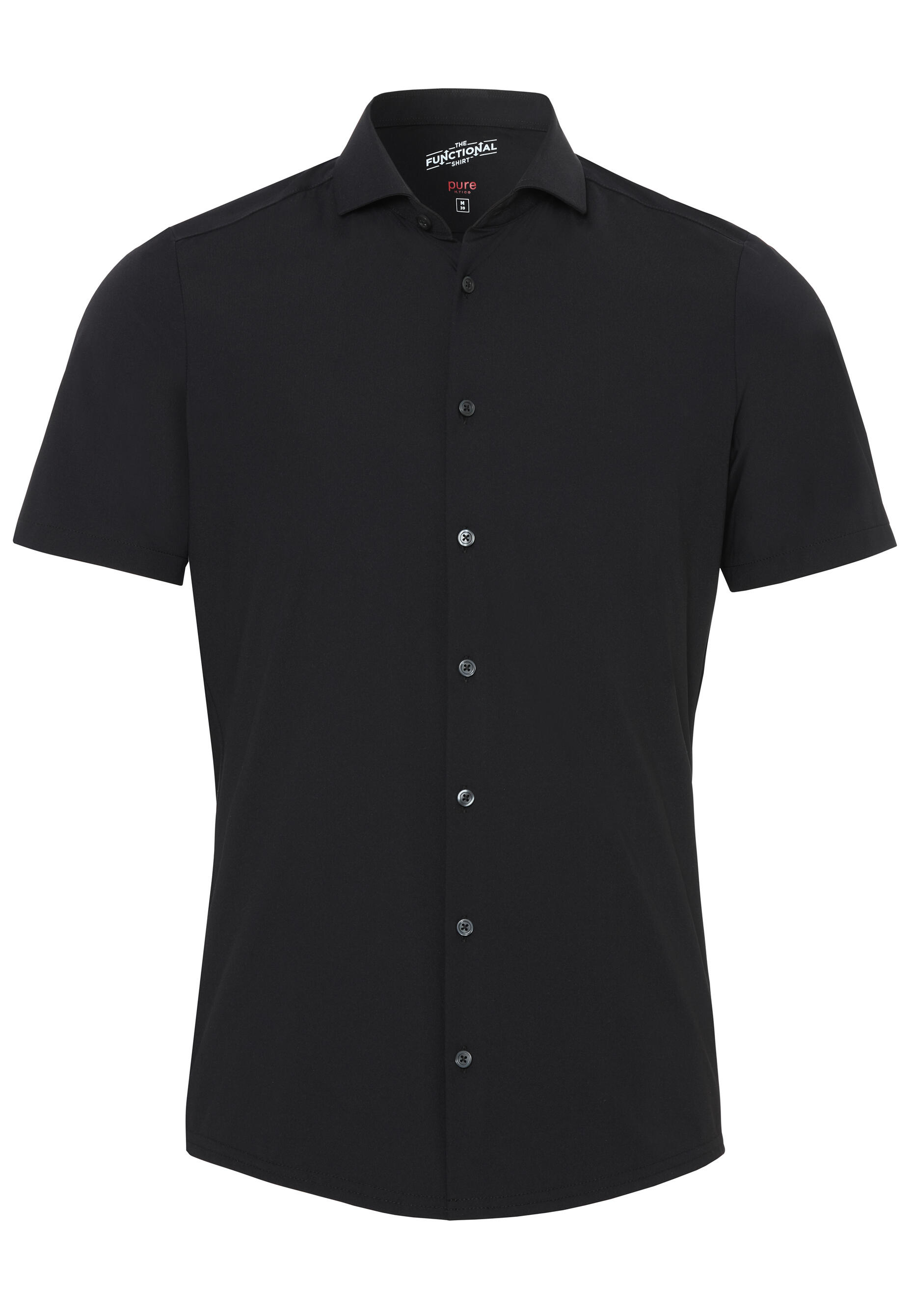 pure - PURE- Functional Hemd Halbarm schwarz - Gr. - 39 von pure