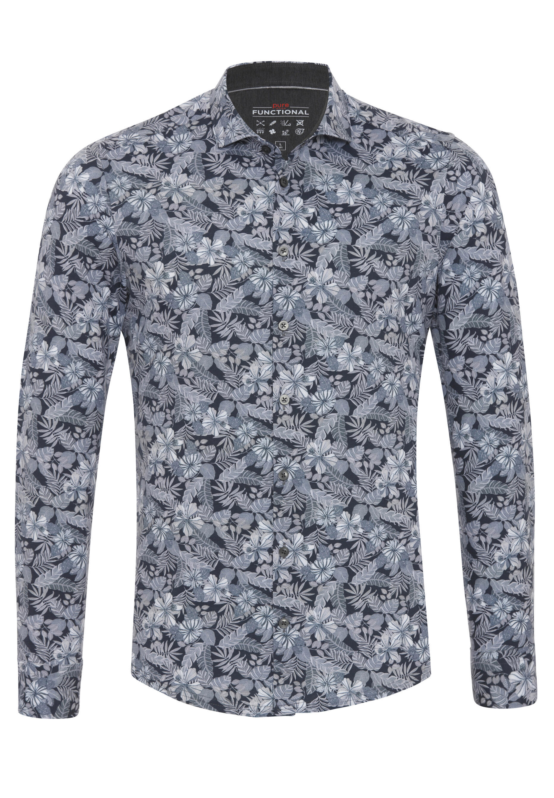pure - PURE- Functional Hemd Langarm grau - Gr. - 40 von pure