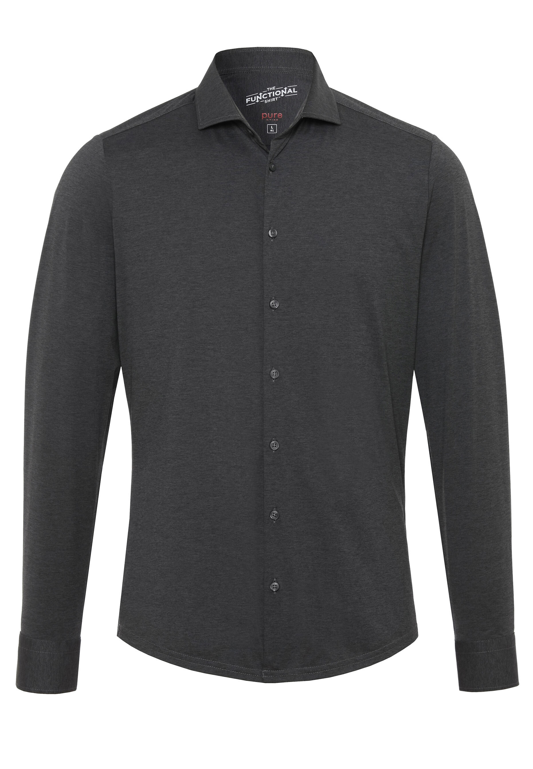 pure - PURE- Functional Hemd Langarm grau - Gr. - 44 von pure