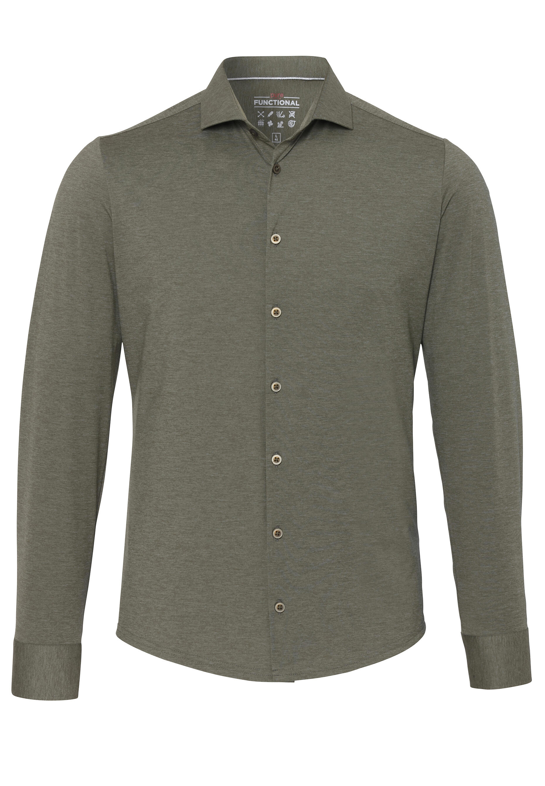 pure - PURE- Functional Hemd Langarm grün - Gr. - 43 von pure