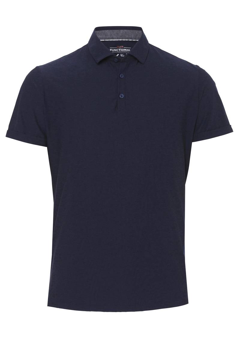 pure - Pure Functional Polo Knopf slim fit Halbarm blau - Gr. - S von pure