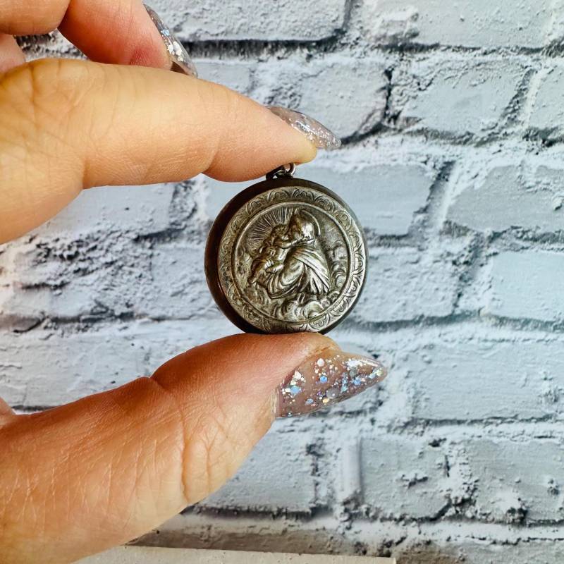 Antike St Antony Sterling Silber Medaillon Anhänger Engel Kind Christlichen Box von purenami