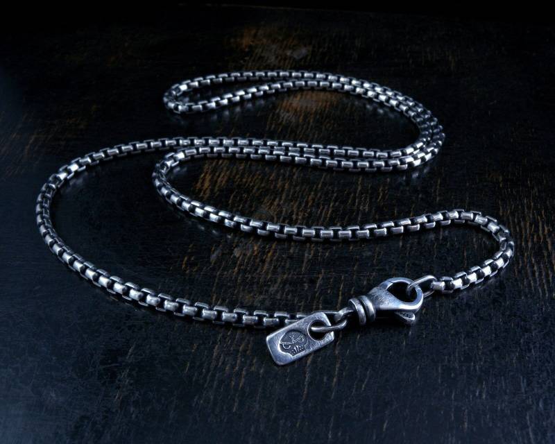 3, 1 Mm Sterling Silber Runde Box Kette Made To Order Mit Tiefen Antiken Finish 3, 1 Mm Sterling Silber Runde Box Kette Made To Order Mit Tiefen Antiken Finish von purifiedart
