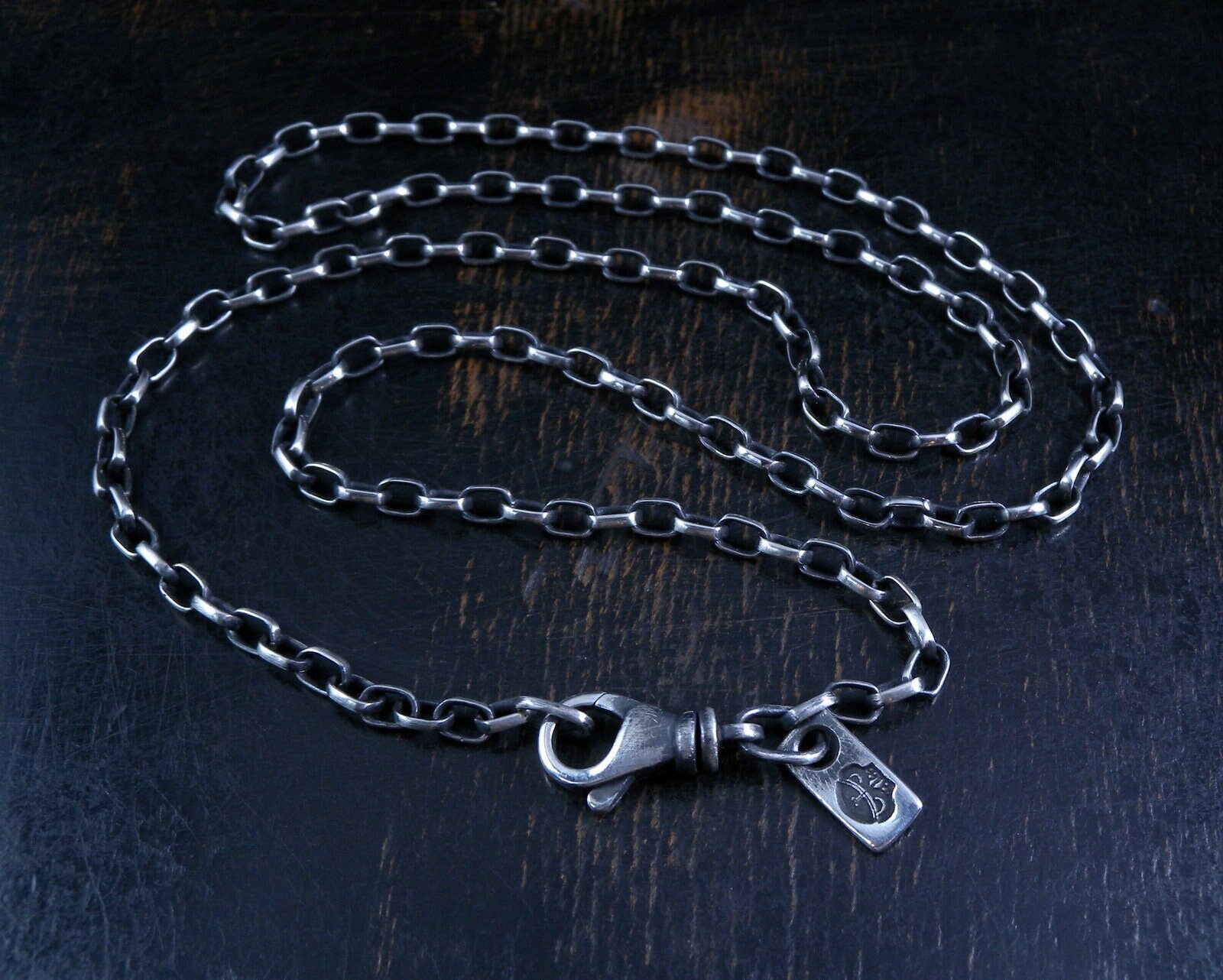 3, 2 Mm Sterling Silber Rolo Kette Made To Order Mit Tiefen Antiken Finish 3, 2 Mm Sterling Silber Rolo Kette Made To Order Mit Tiefen Antiken Finish von purifiedart