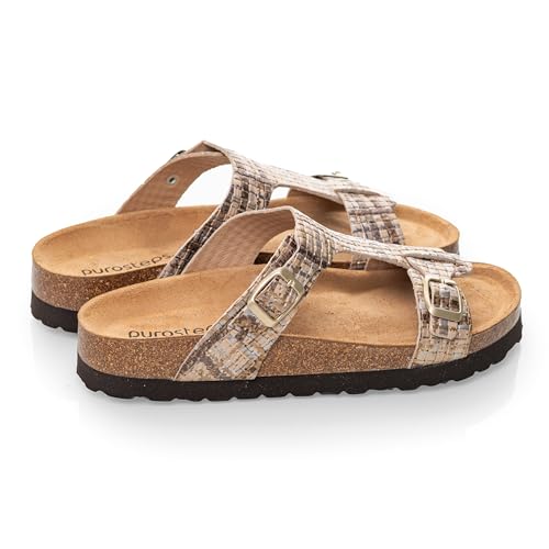 Purosteps Sandalen Model: Merida-Eco | Aus Naturkork & Rindsleder in spanischer Manufaktur hergestellt | premium Sandalen aus nachhaltigen Materialien (Metallic-Braun - Größe: 39) von purosteps footwear