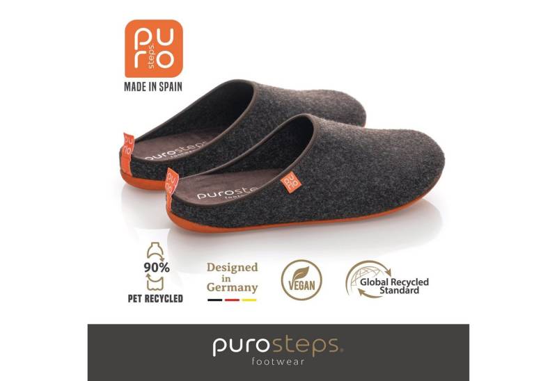 purosteps Fieltro-Eco Hausschuh Hergestellt aus recycelten PET Flaschen, Handgefertigt, Naturkautschuk von purosteps