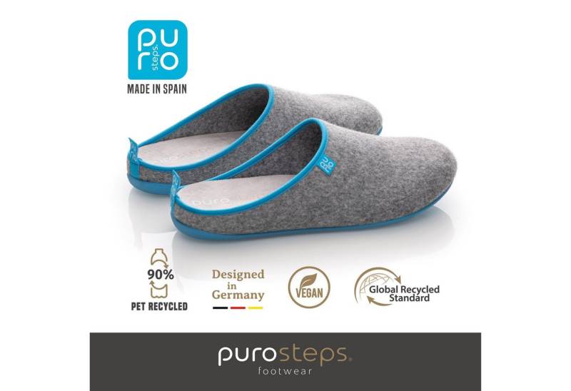 purosteps Fieltro-Eco Hausschuh Hergestellt aus recycelten PET Flaschen, Handgefertigt, Naturkautschuk von purosteps