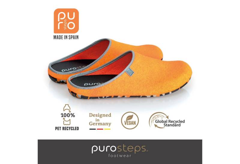 purosteps Fieltro-Eco Hausschuh Hergestellt aus recycelten PET Flaschen, Handgefertigt, Naturkautschuk von purosteps
