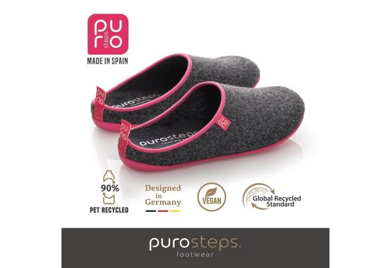 purosteps Fieltro-Eco Hausschuh Hergestellt aus recycelten PET Flaschen, Handgefertigt, Naturkautschuk von purosteps