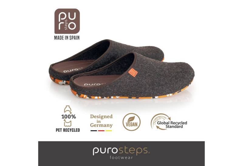 purosteps Fieltro-Eco Hausschuh Hergestellt aus recycelten PET Flaschen, Handgefertigt, Naturkautschuk von purosteps