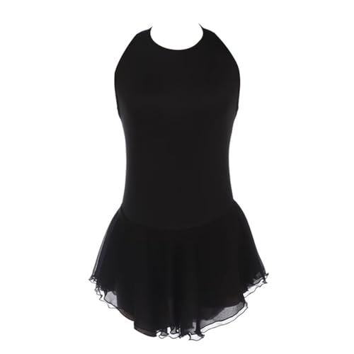 purpleq Eiskunstlauf Kleid Mädchen Kürkleid Frauen Ärmellose Strass Gymnastik Trikot Activewear Gir Ballet Tanz Tragen Outfit Eiskunstlauf Zubehör Ballettkleidung Mädchen,Schwarz,XL von purpleq