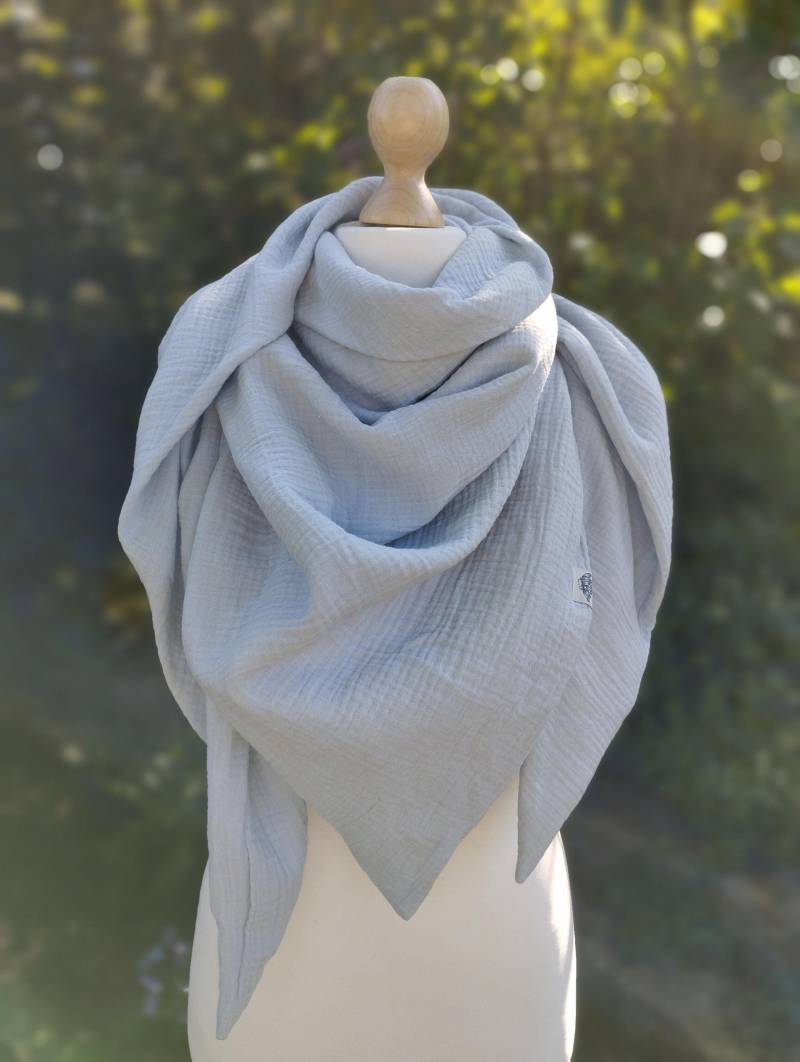 Musselin - Dreieckstuch Hellblau Uni, Halstuch von purpurlotti