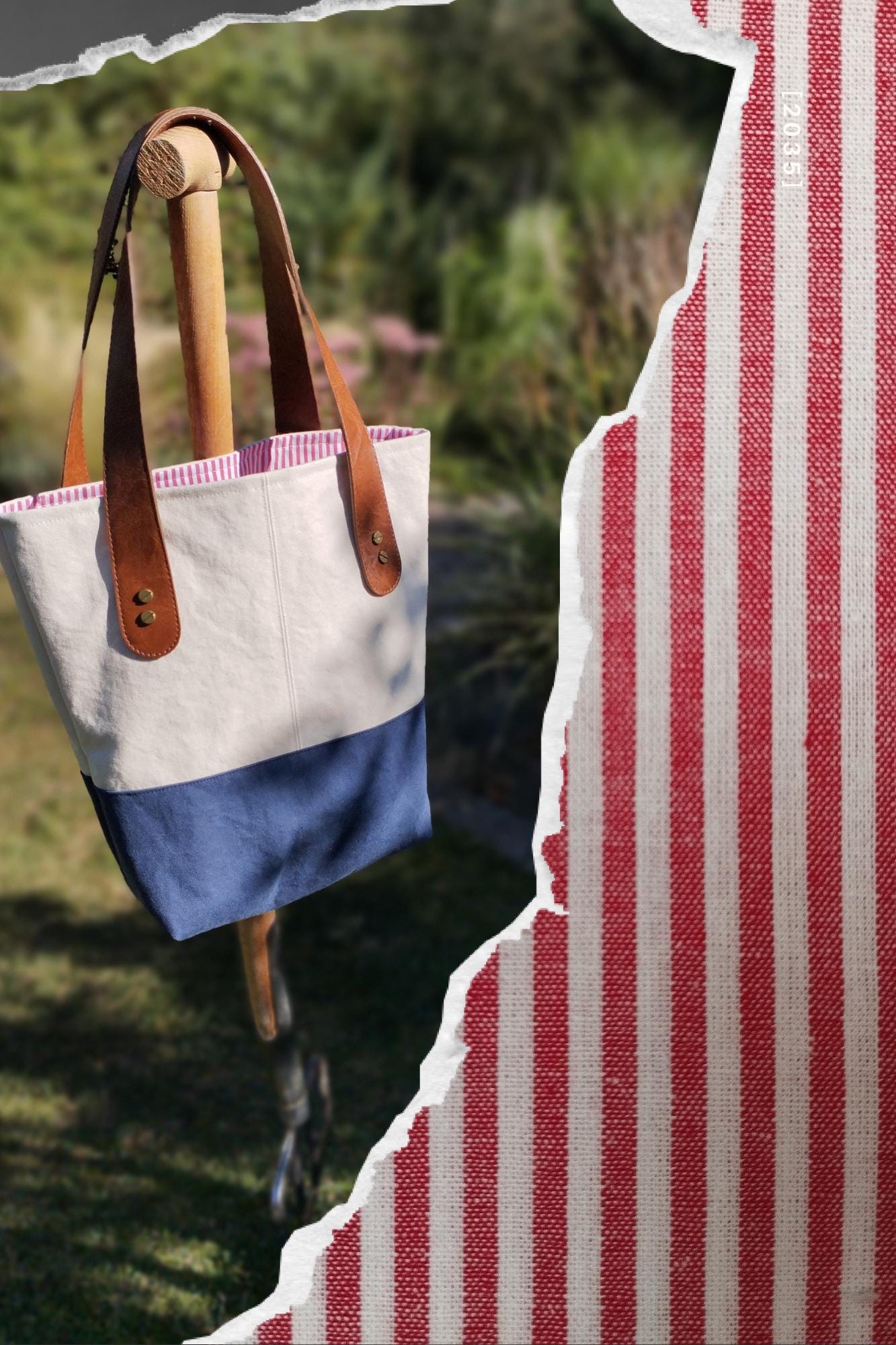 Shopper Aus Canvas Navy/Creme Mit Kunstledergriffen; Handtasche;henkeltasche Shopper Aus Canvas Navy/Creme Mit Kunstledergriffen; Handtasche;henkeltasche von purpurlotti