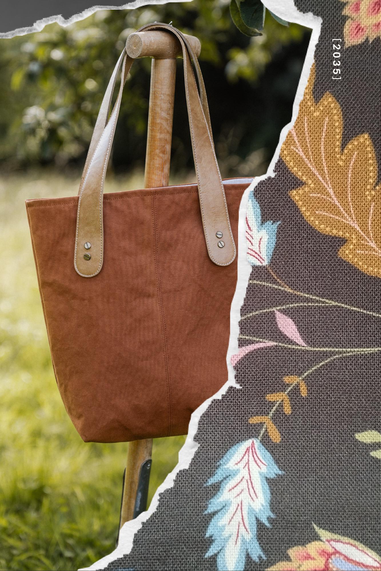 Shopper Aus Canvas Rust Mit Kunstledergriffen; Florales Muster Innen; Handtasche;henkeltasche Shopper Aus Canvas Rust Mit Kunstledergriffen; Florales Muster Innen; Handtasche;henkeltasche von purpurlotti