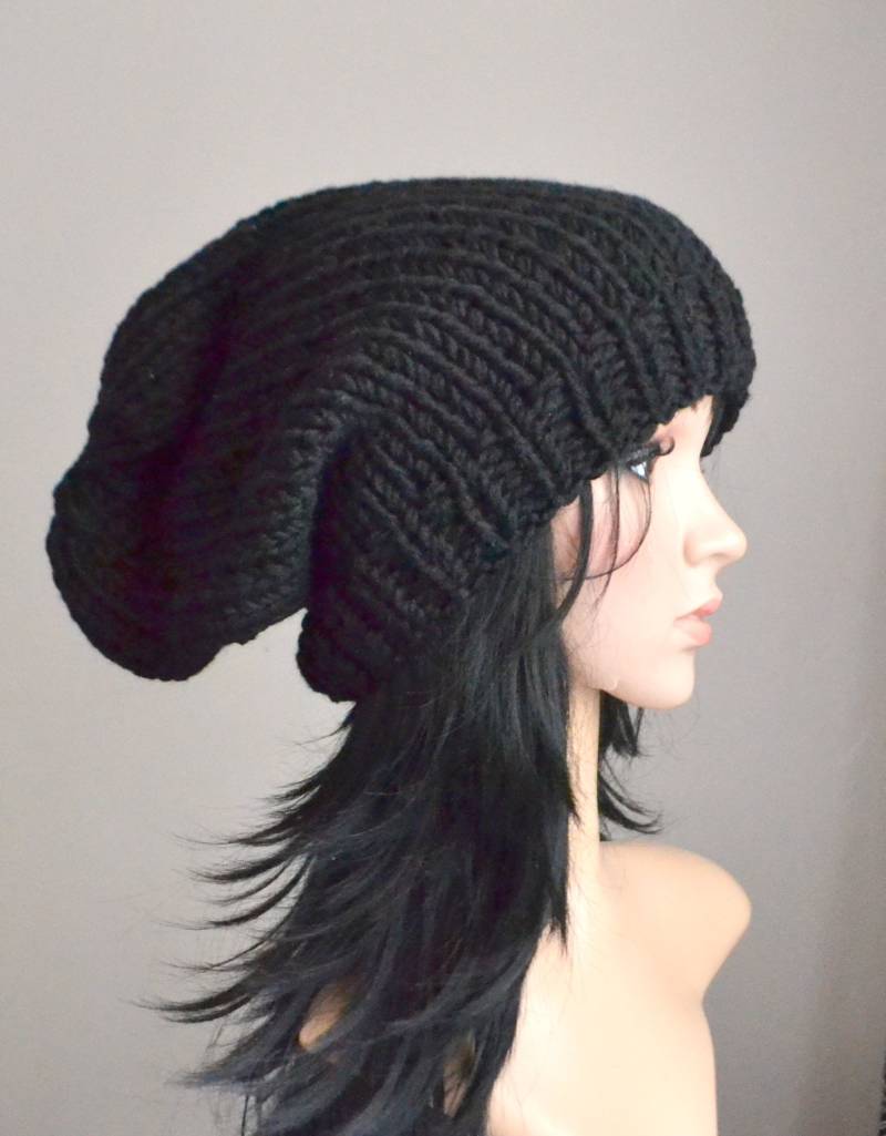 Chunky Boho, Beaniewinter Hatlong Beanieschwarzblack von purpurnaddel