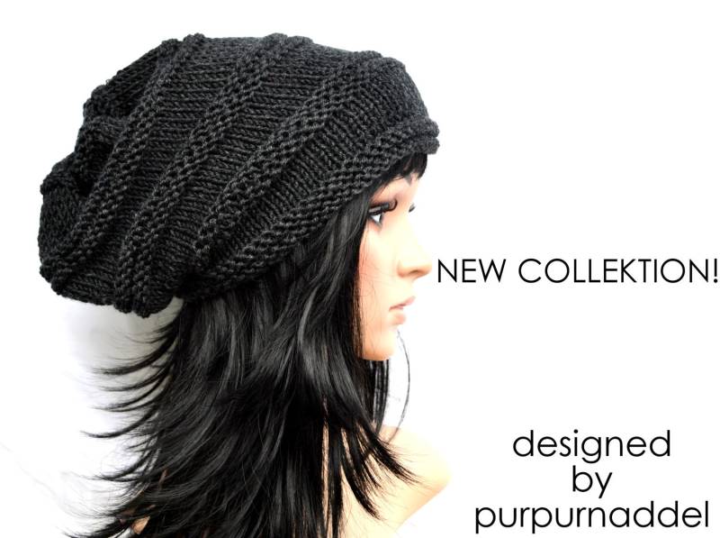 Neue Kollektion, Super Coole Grobstrick Anthrazit Mütze, Gestrickt von purpurnaddel