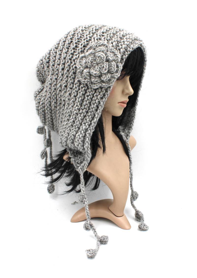 Spezielle Kapuze Chunky Boho, Beanie, Super, Strickmütze, Mütze, Dreads, Lookhellgrauneu von purpurnaddel