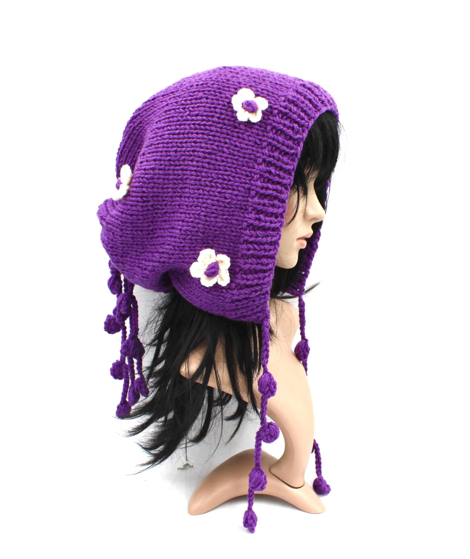 Spezielle Kapuze Chunky Boho, Beanie, Super, Strickmütze, Mütze, Dreads, Looklilaneu von purpurnaddel