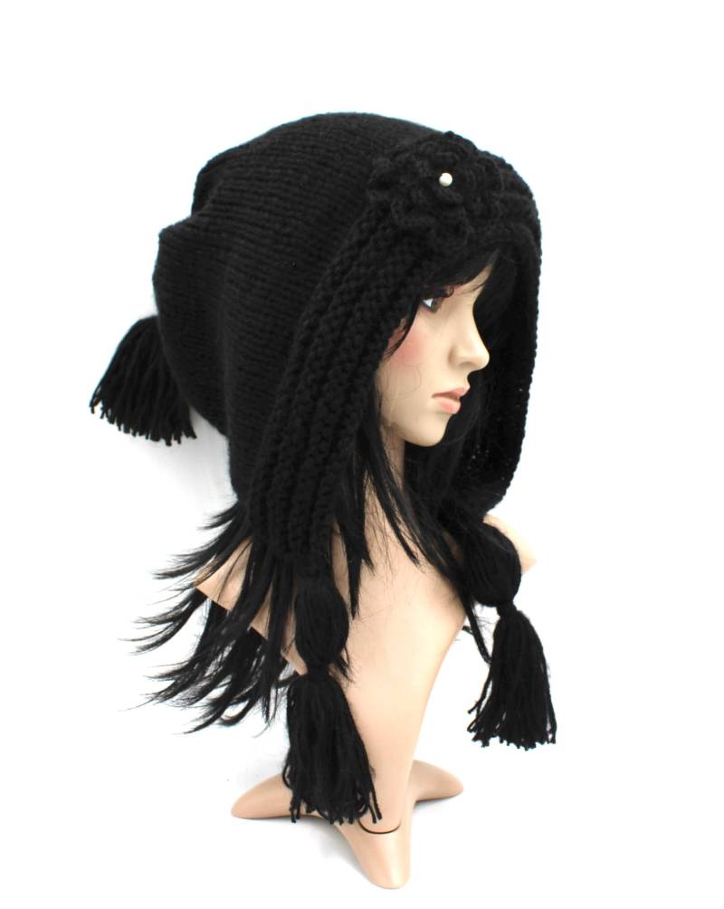 Spezielle Kapuze Chunky Boho, Beanie, Super, Strickmütze, Mütze, Dreads, Lookschwarzneu von purpurnaddel