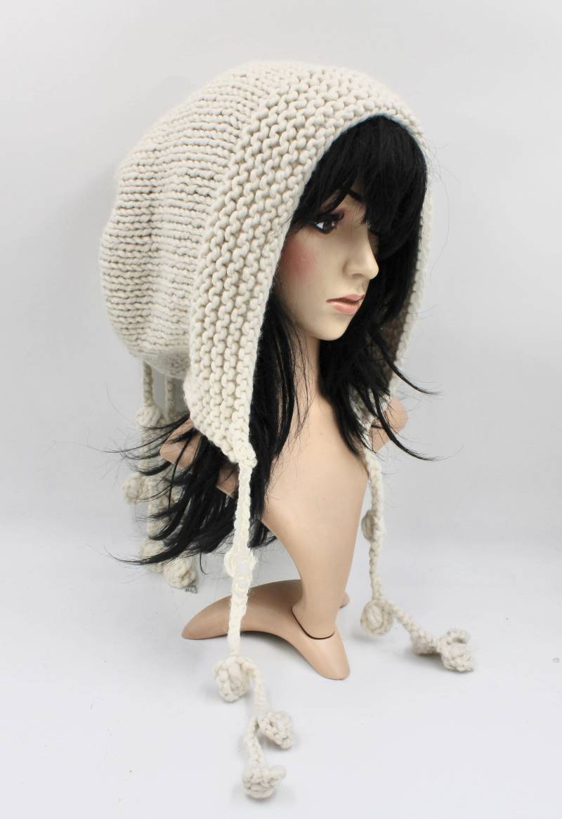 Spezielle Kapuze Chunky Boho, Beanie, Super, Strickmütze, Mütze, Dreads, Lookweissneu von purpurnaddel