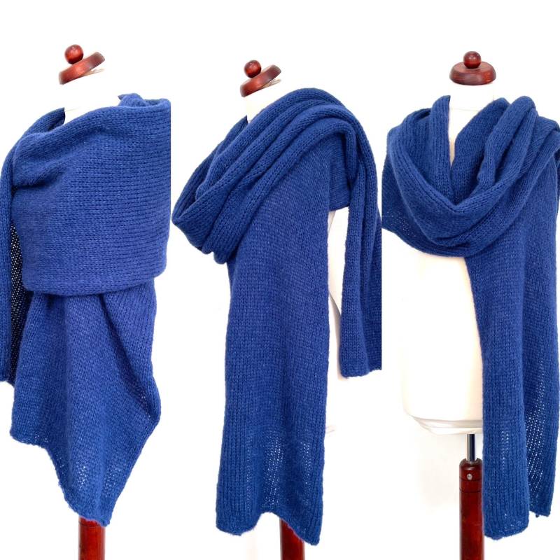 xxl Strickschal, Schal Winterschal Gestricktponcho Damen Onesize Grobstrick Decke, Schulterwärmerbraun Meliert Alpaka/Seide von purpurnaddel