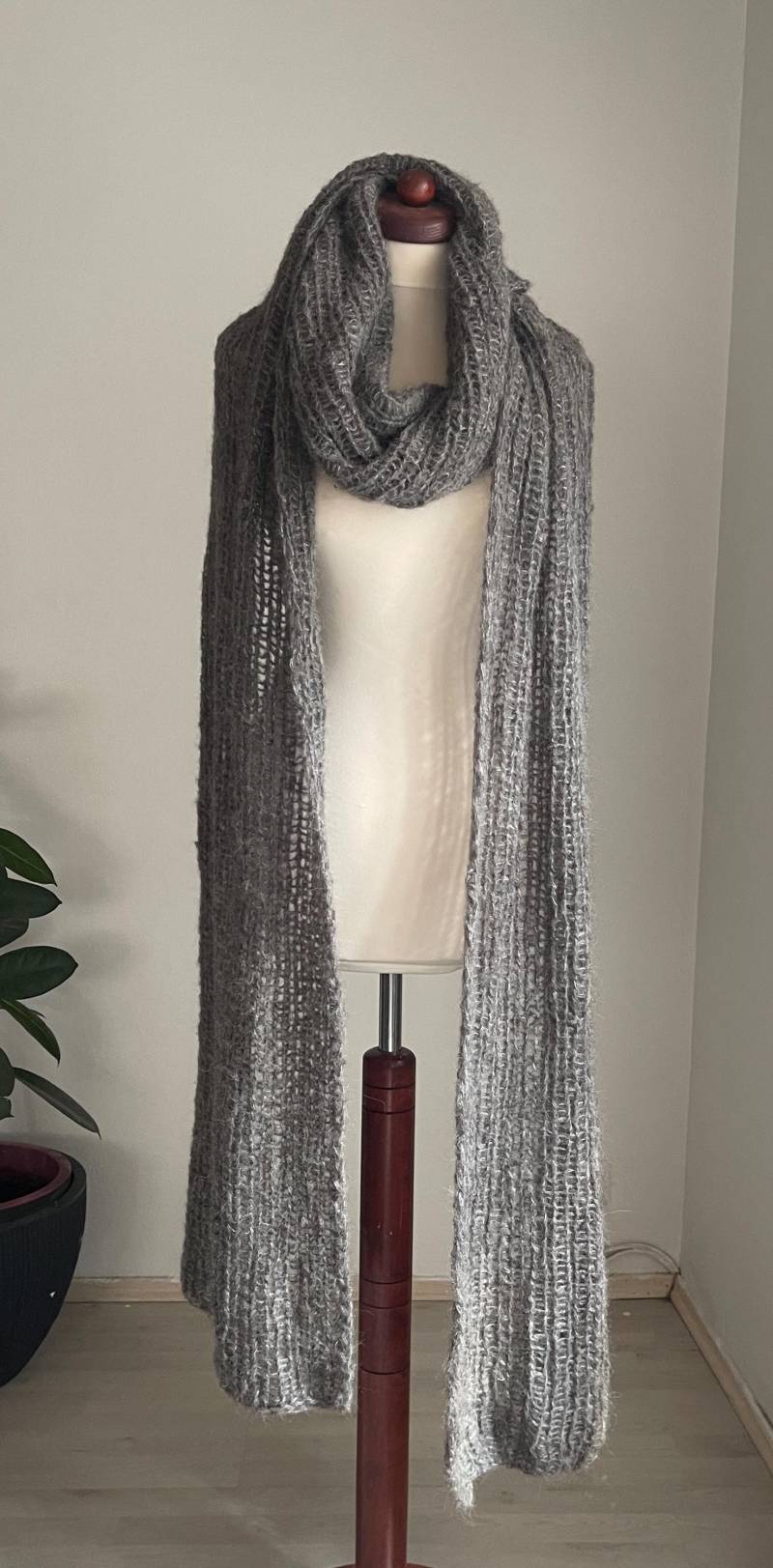 xxl Strickschal, Schal Winterschal Gestricktponcho Damen Onesize Grobstrick Decke, Schulterwärmerbraun Meliert Alpaka/Seide von purpurnaddel