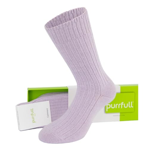 Kaschmir Wollsocken Damen Wintersocken Damensocken Frauen Kaschmirsocken Cashmere Socks Lady Freizeitsocken (DE/NL/SE/PL, Numerisch, 35, 39, Regular, Regular, Purple) von purrfull