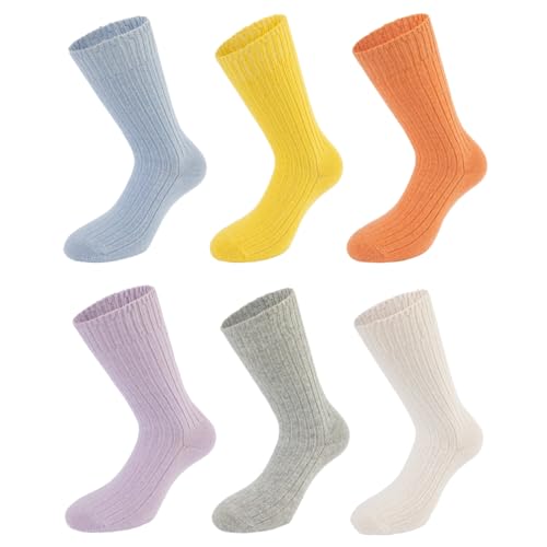 purrfull 6 Paar Kaschmir Wollsocken Damen Wintersocken Damensocken Frauen Kaschmirsocken Cashmere Socks Lady Freizeitsocken (DE/NL/SE/PL, Numerisch, 35, 39, Regular, Regular, Multicolor) von purrfull