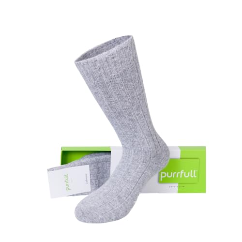 purrfull Kaschmir Wollsocken Herren Wintersocken Herrensocken Kaschmirsocken Cashmere Socks Men Freizeitsocken (DE/NL/SE/PL, Numerisch, 39, 42, Regular, Regular, Grey) von purrfull