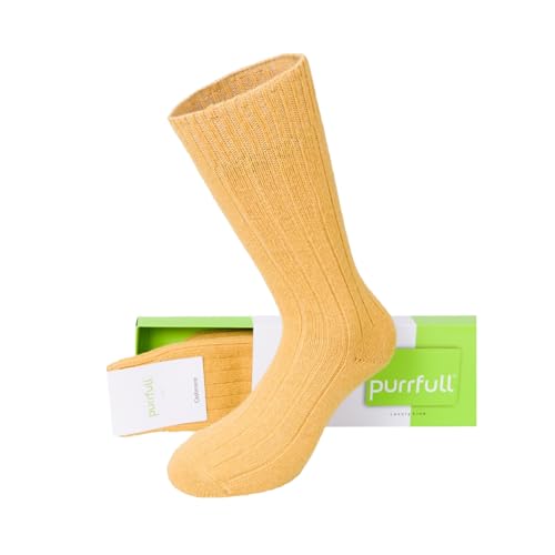 purrfull Kaschmir Wollsocken Herren Wintersocken Herrensocken Kaschmirsocken Cashmere Socks Men Freizeitsocken (DE/NL/SE/PL, Numerisch, 43, 46, Regular, Regular, Yellow) von purrfull