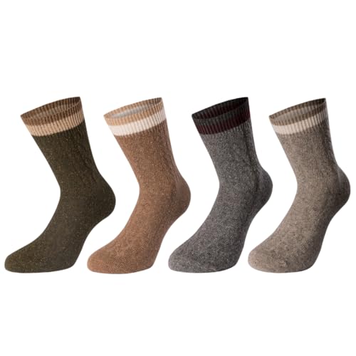 purrfull 4 Paar Herren Und Damen Wollsocken Wintersocken Damensocken Herrensocken Winter Socks 4 Pack Dicke Warme Socken (35-40) von purrfull