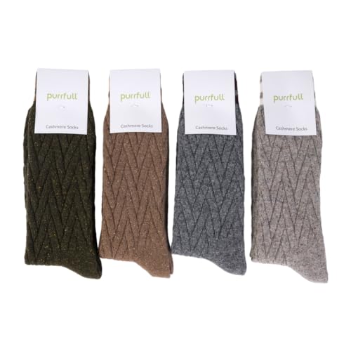 purrfull 4 Paar Herren Und Damen Wollsocken Wintersocken Damensocken Herrensocken Winter Socks 4 Pack Dicke Warme Socken (43-46) von purrfull