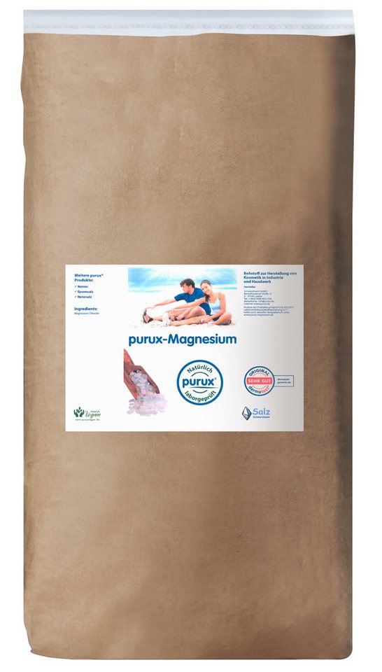 purux Badesalz Magnesium - Magnesiumchlorid 25kg MgCl Kosmetikqualität, zur Industriellen oder Handwerklichen Herstellung von Kosmetik  von purux