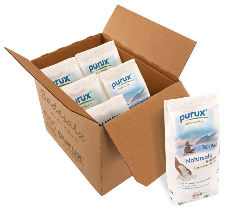 purux Badesalz Totes Meer Salz Badesalz Naturweiß (6x1kg Beutel), Produkt ist völlig unbearbeitet von purux