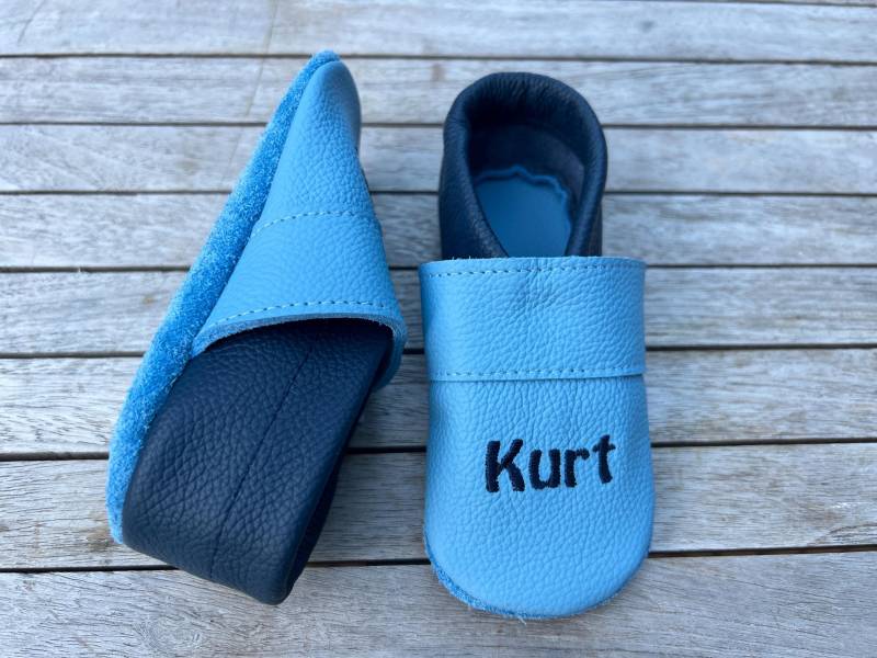 Lederpuschen, Krabbelschuhe Uni | Auch Andere Farbkombinationen Möglich von puschenpowerShop