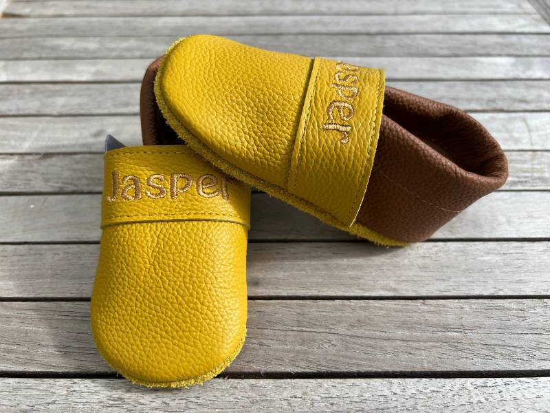 Lederpuschen, Krabbelschuhe Uni | Auch Andere Farbkombinationen Möglich von puschenpowerShop