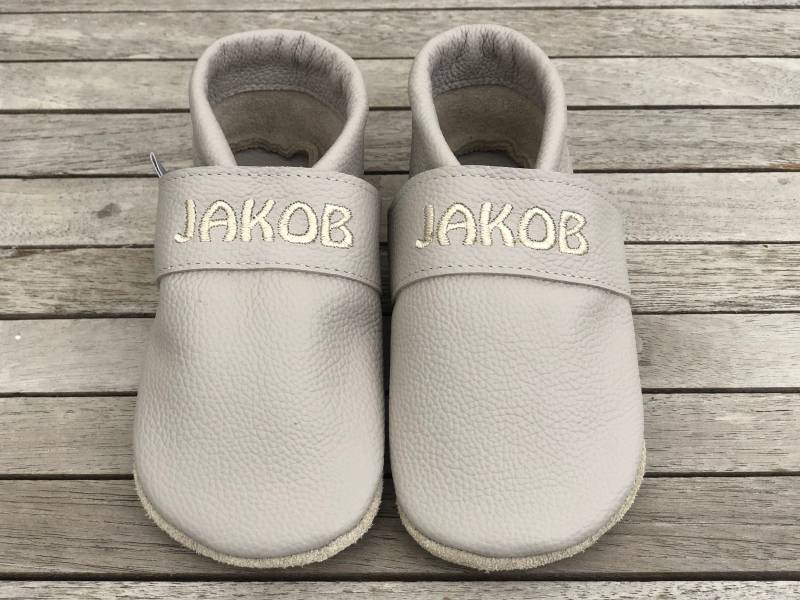 Lederpuschen, Krabbelschuhe Uni | Auch Andere Farbkombinationen Möglich von puschenpowerShop