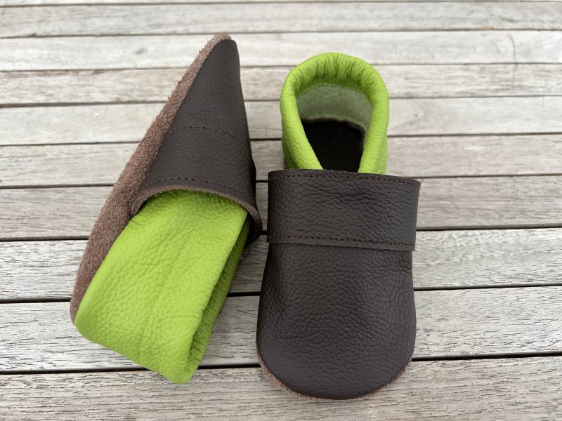Lederpuschen, Krabbelschuhe Uni | Auch Andere Farbkombinationen Möglich von puschenpowerShop