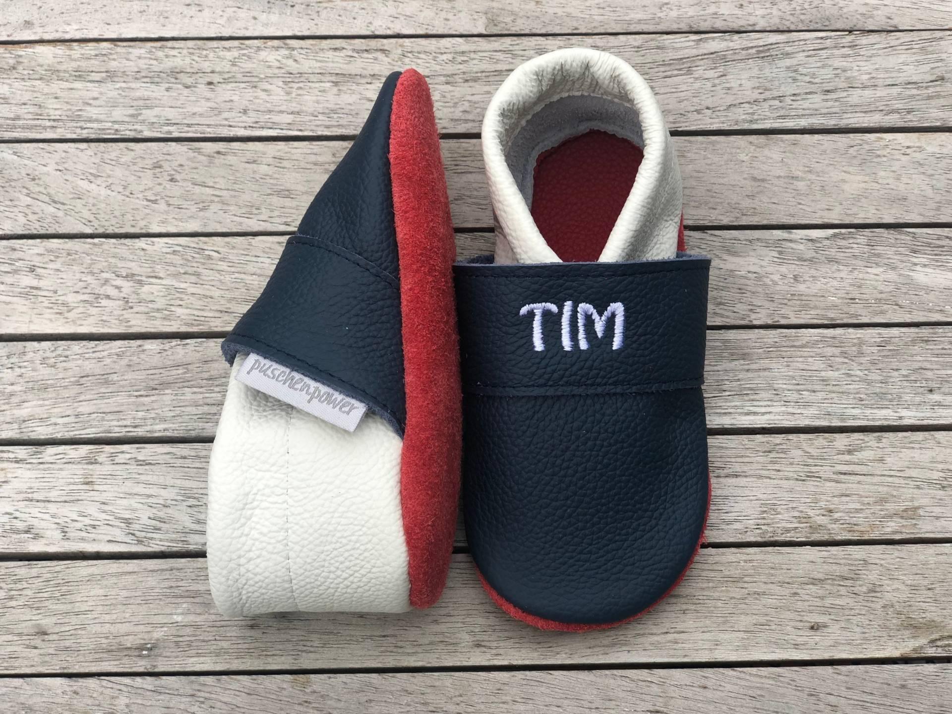 Lederpuschen, Krabbelschuhe Uni | Auch Andere Farbkombinationen Möglich von puschenpowerShop