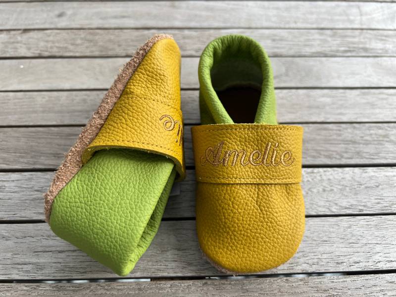 Lederpuschen, Krabbelschuhe Uni | Auch Andere Farbkombinationen Möglich von puschenpowerShop