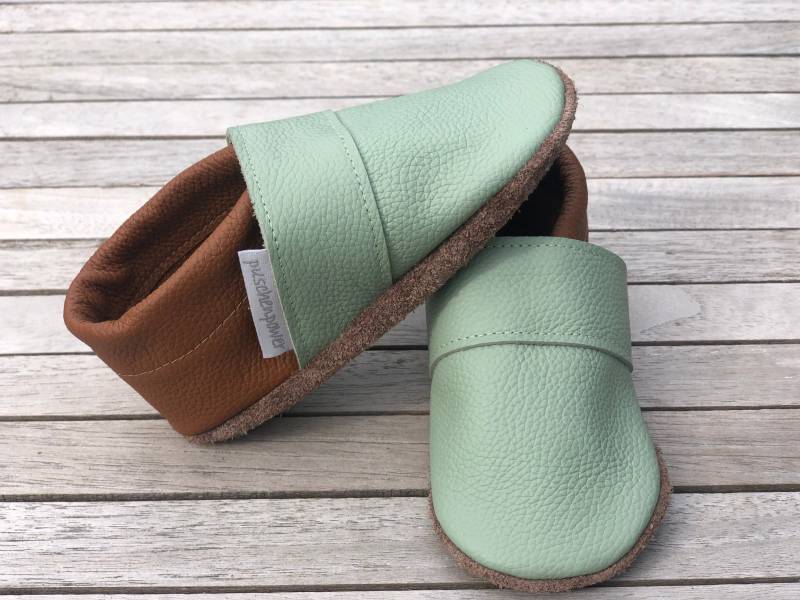 Lederpuschen Krabbelschuhe Uni | Auch Andere Farbkombinationen Möglich von puschenpowerShop