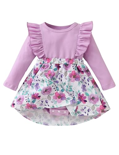 puseky Baby Mädchen Kleidung Strampler Kleider Neugeborenes Mädchen Kleid Rüschen Langarm Kleid Kleinkind Baby Mädchen Geschenk 0-3 Monate von puseky