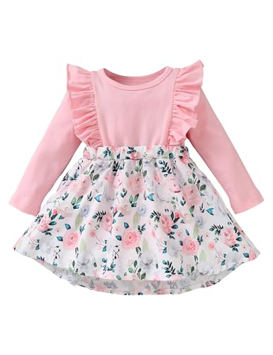 puseky Baby Mädchen Kleidung Strampler Kleider Neugeborenes Mädchen Kleid Rüschen Langarm Kleid Kleinkind Baby Mädchen Geschenk 6-12 Monate von puseky